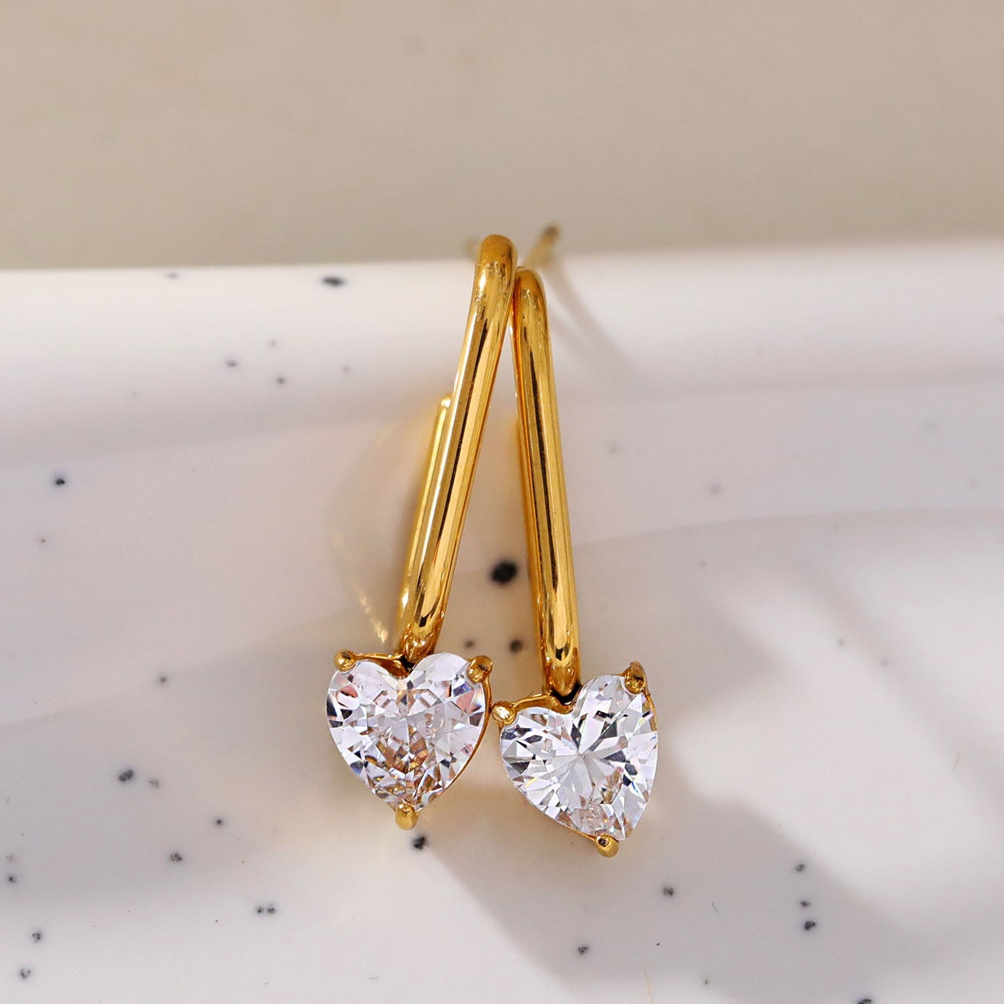 ARETE: Timeless Romance - Heart Gemstone Paper-Clip Earrings