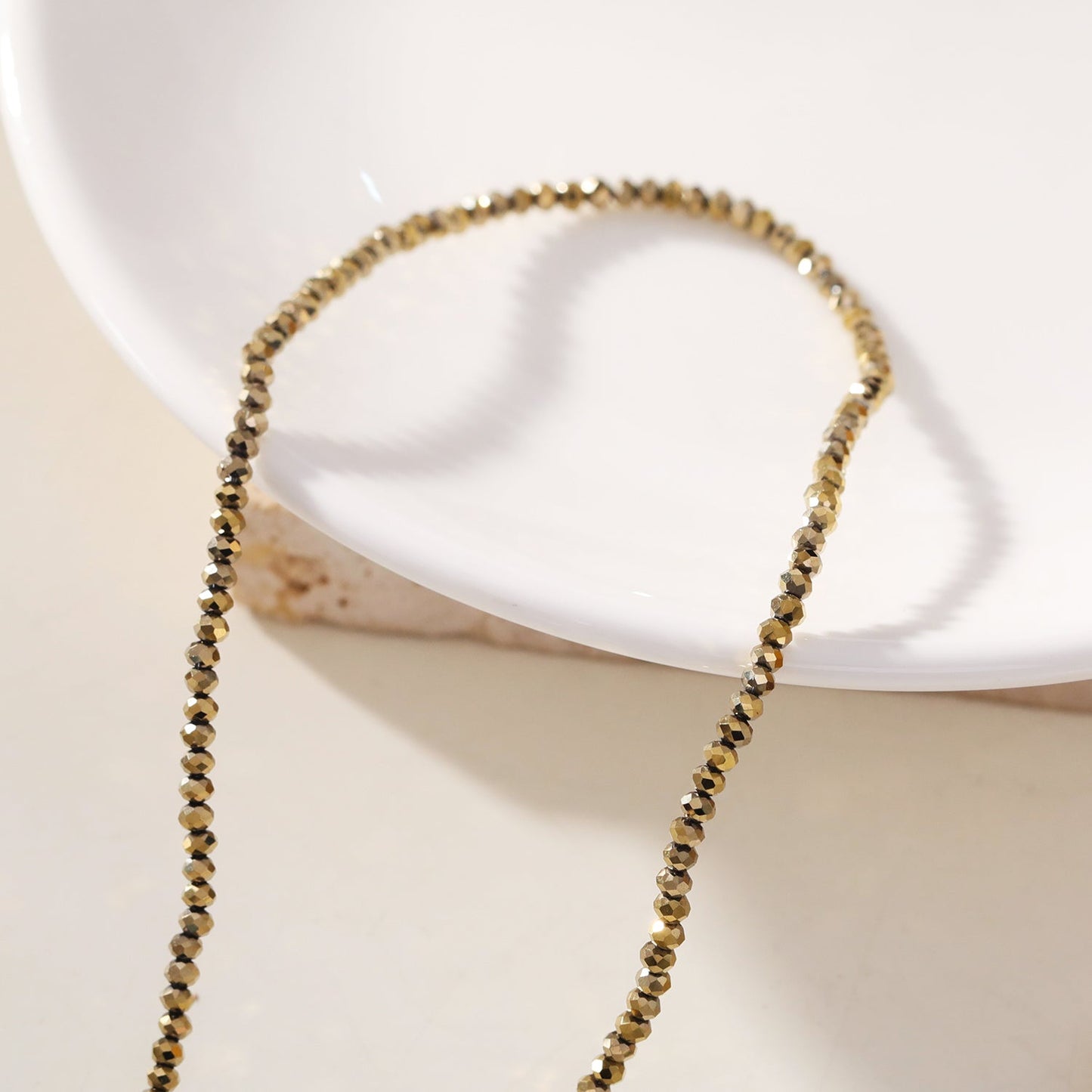 MEDILNA: Gold-Black Two-Tone Crystal Beads Chain Necklace