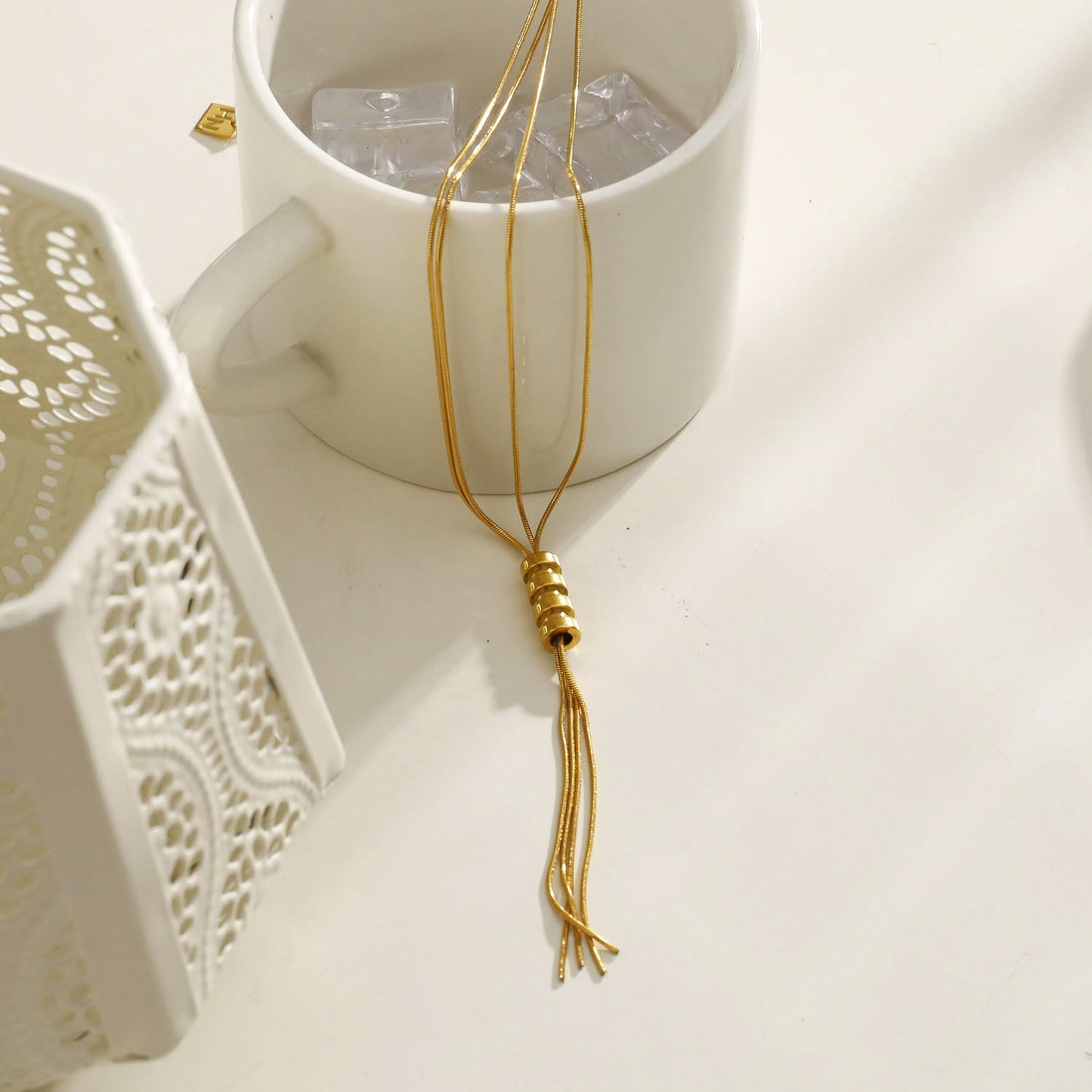 TELMA: Lariat Style Multi Stranded Necklace