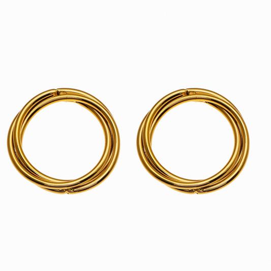 DELISIAS: Triple Harmony - Three Overlapping Rings Hoop Earrings