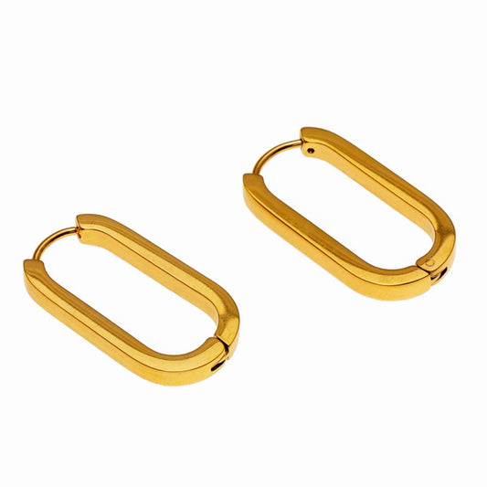 CHANDA Rounded Corners Rectangular Hoop Earrings