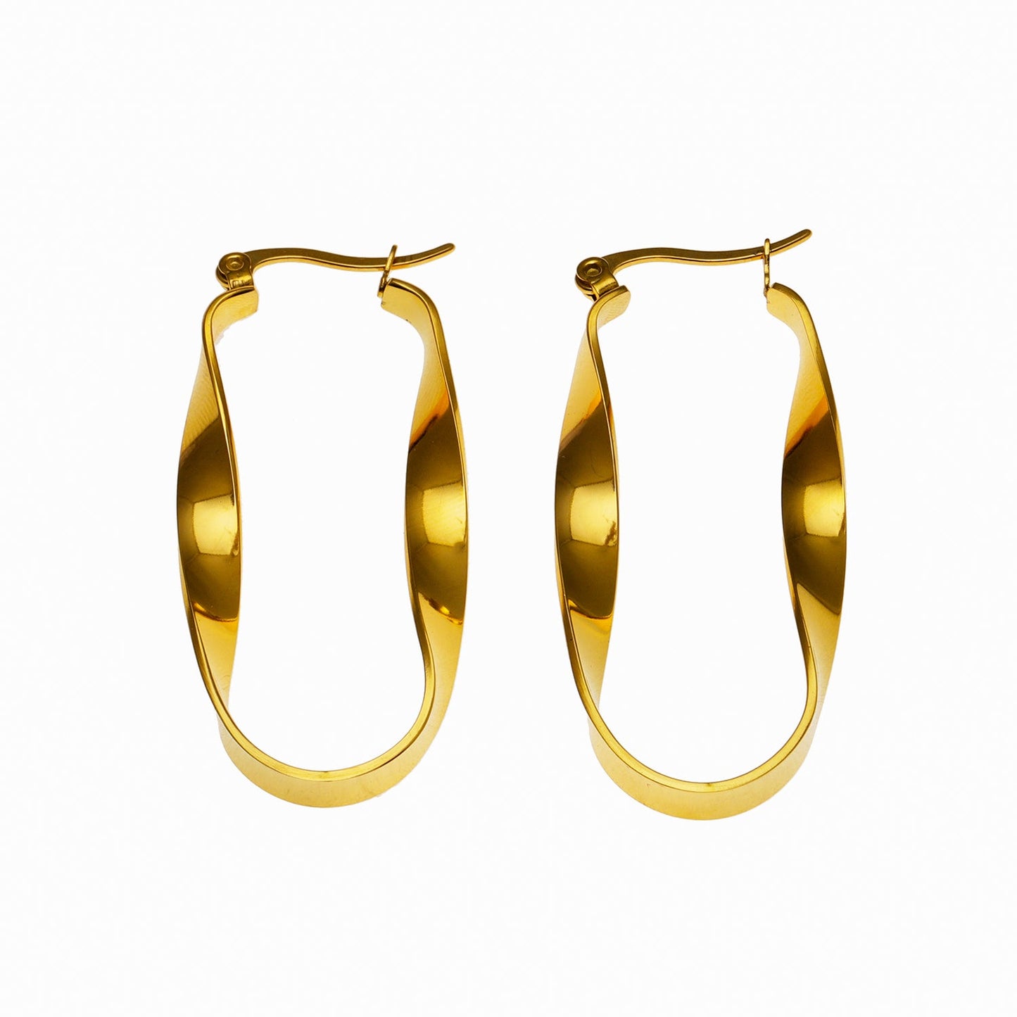 GISELA Twisted Abstract Oblong Semi-Statement Hoop Earrings