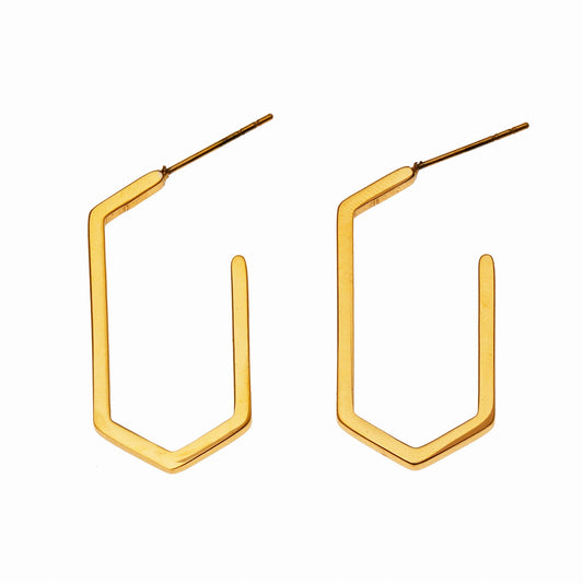 DIMITRA "Geometry Redefined - Rectangle Hoop Earrings with Triangular Flair"