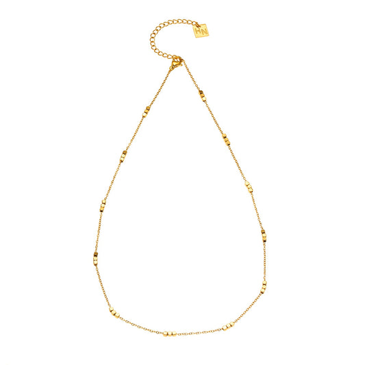 ERISSA: Trio Square-Beads Dainty Gold Chain Necklace