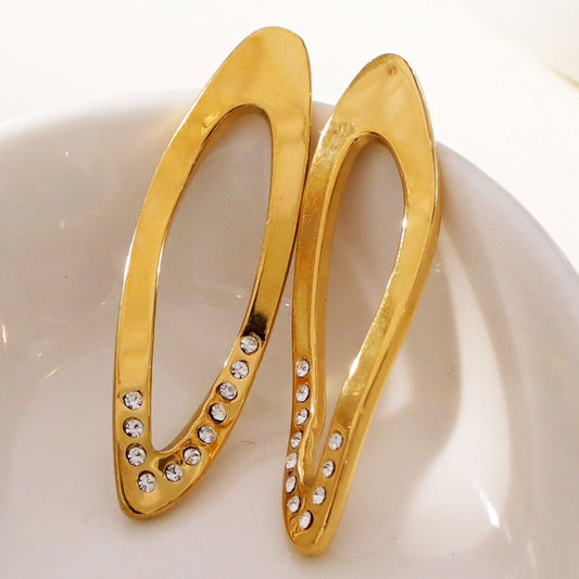 ESSABEL: Zirconia Embedded Sculpted & Twisted Hoop Earrings