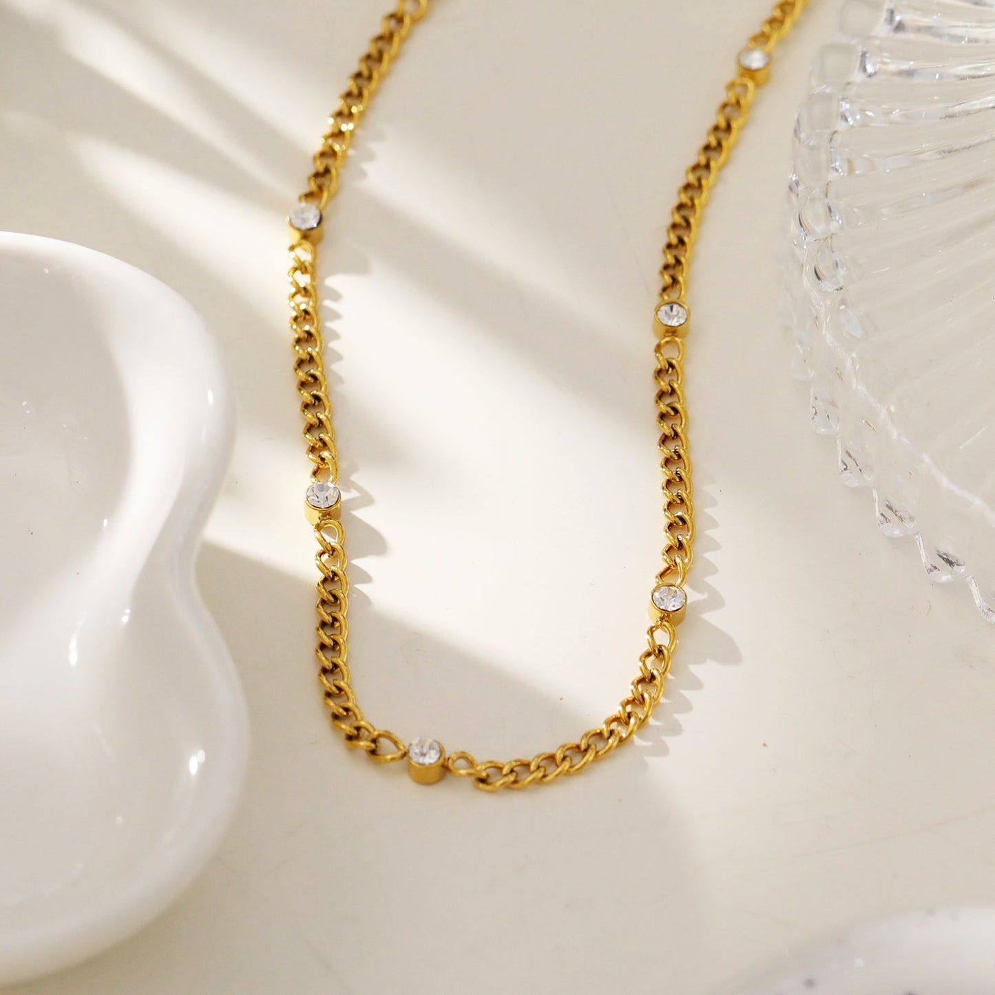 PENIQUIK: Zirconia Beaded Chain Necklace