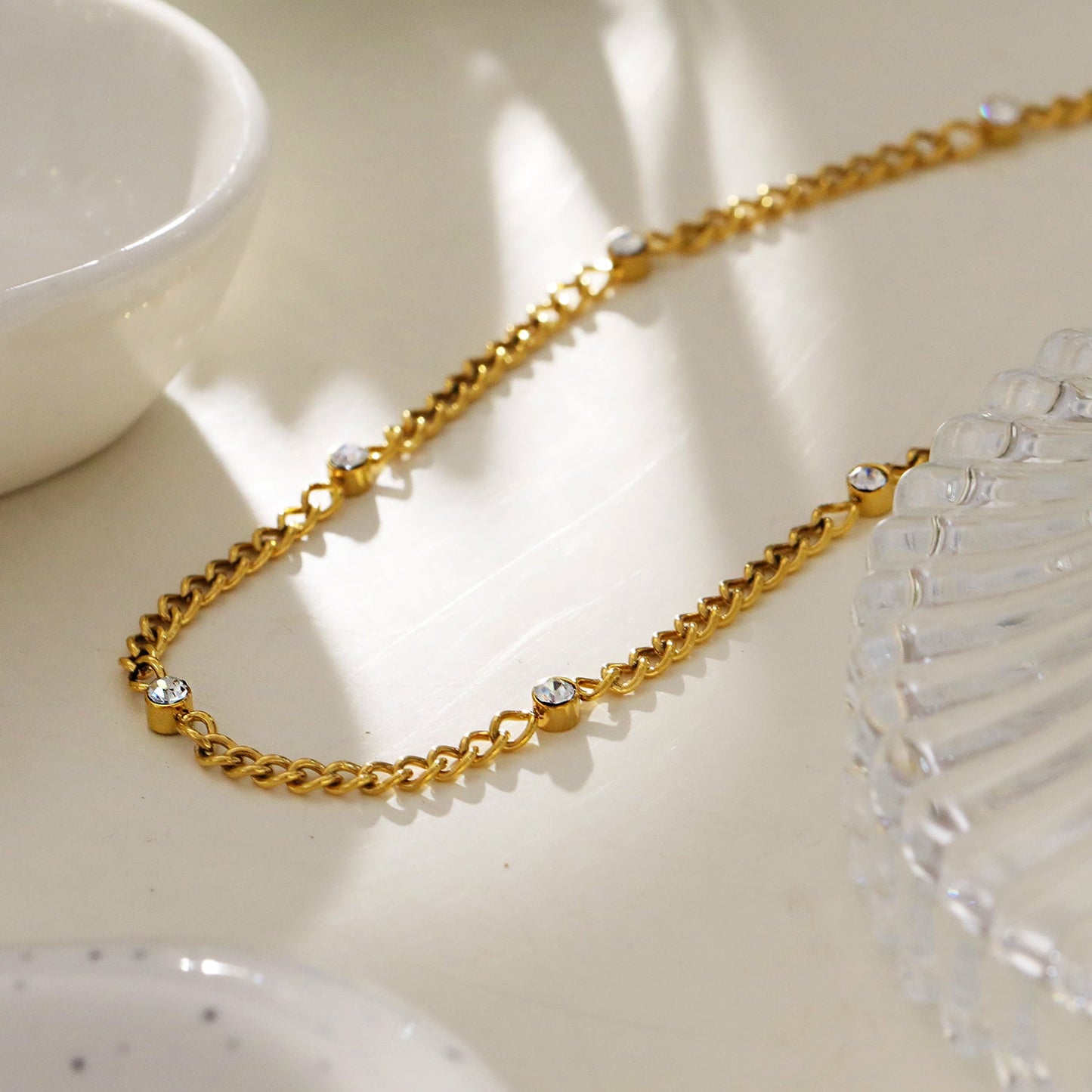 PENIQUIK: Zirconia Beaded Chain Necklace