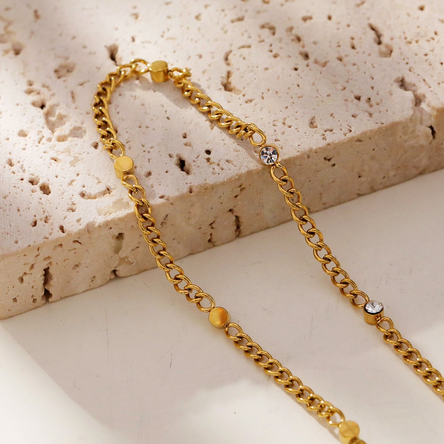 PENIQUIK: Zirconia Beaded Chain Necklace