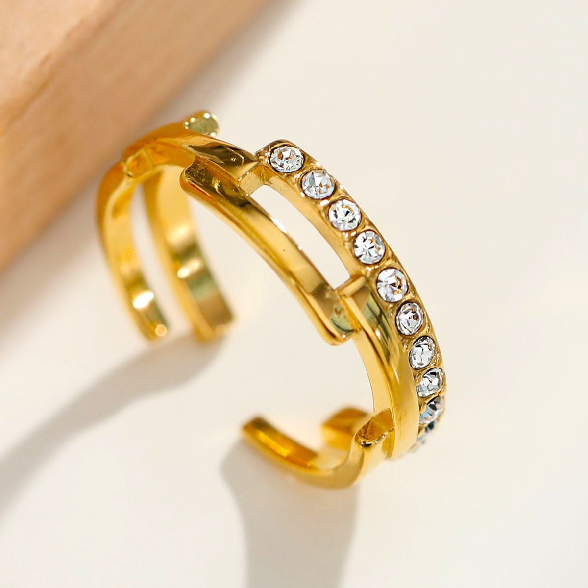 Style PEDRA 221129: Parallel Multi Stacked Zirconia Embellished Ring.