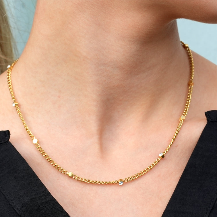 PENIQUIK: Zirconia Beaded Chain Necklace