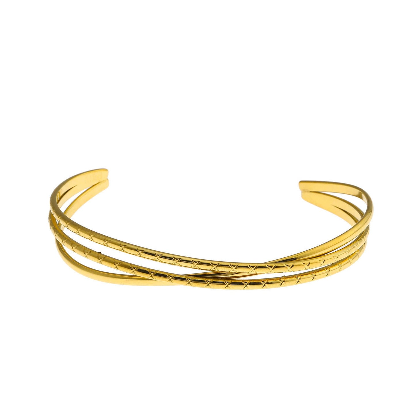 RENIE Layered Overpass Bracelet with Surface Notch Design